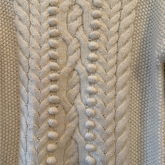 Talbots Womens S Ivory Wool Blend Sweater Cable Knit Baubles Cozy Warm EUC - Picture 2 of 10